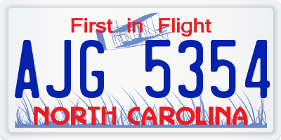 NC license plate AJG5354