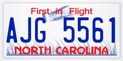 NC license plate AJG5561
