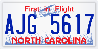 NC license plate AJG5617