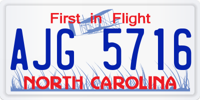 NC license plate AJG5716