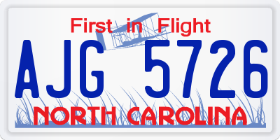NC license plate AJG5726
