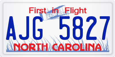 NC license plate AJG5827