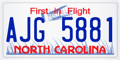 NC license plate AJG5881