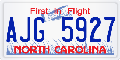 NC license plate AJG5927