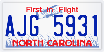 NC license plate AJG5931