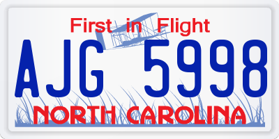 NC license plate AJG5998