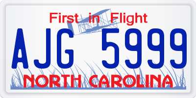 NC license plate AJG5999