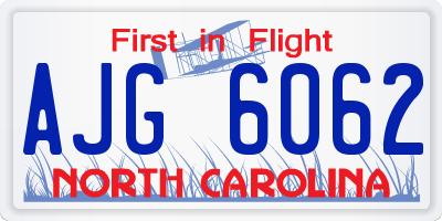 NC license plate AJG6062