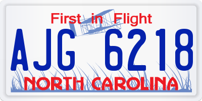 NC license plate AJG6218
