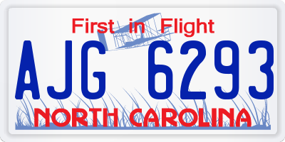 NC license plate AJG6293