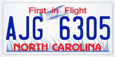 NC license plate AJG6305
