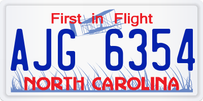 NC license plate AJG6354