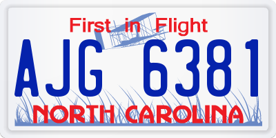 NC license plate AJG6381