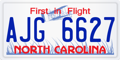 NC license plate AJG6627