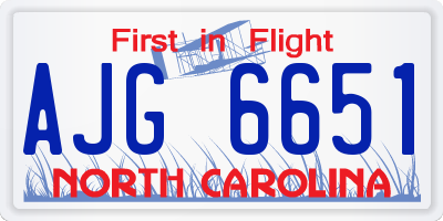 NC license plate AJG6651