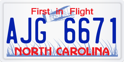 NC license plate AJG6671