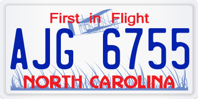 NC license plate AJG6755