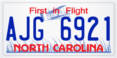 NC license plate AJG6921