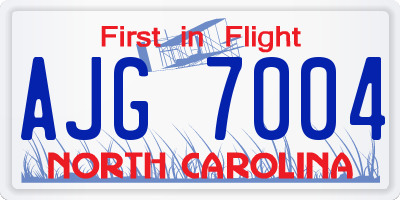 NC license plate AJG7004