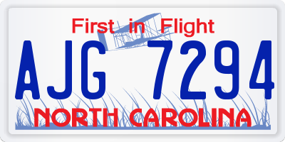 NC license plate AJG7294
