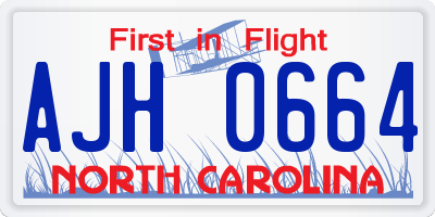 NC license plate AJH0664