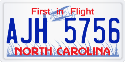 NC license plate AJH5756