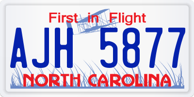 NC license plate AJH5877