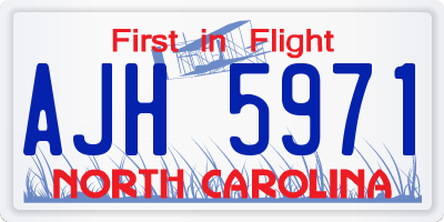 NC license plate AJH5971