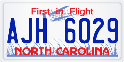 NC license plate AJH6029