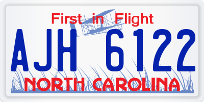 NC license plate AJH6122