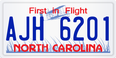 NC license plate AJH6201