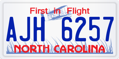 NC license plate AJH6257