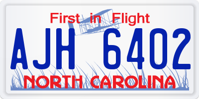 NC license plate AJH6402