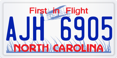 NC license plate AJH6905