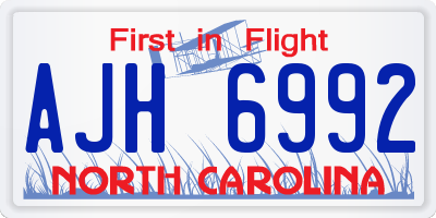NC license plate AJH6992