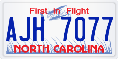 NC license plate AJH7077