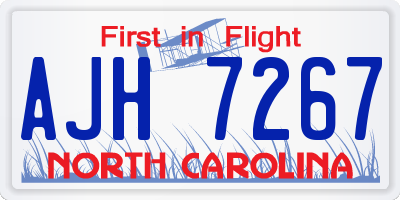 NC license plate AJH7267