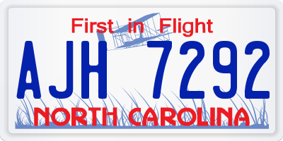 NC license plate AJH7292