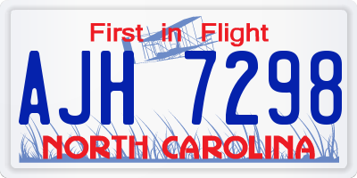NC license plate AJH7298