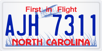 NC license plate AJH7311