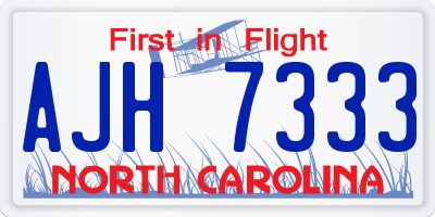 NC license plate AJH7333