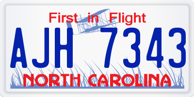 NC license plate AJH7343