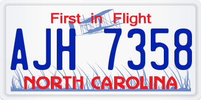 NC license plate AJH7358