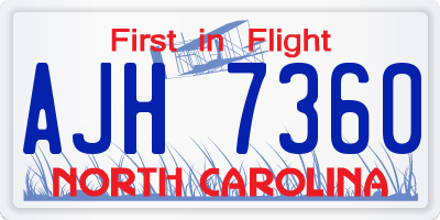 NC license plate AJH7360