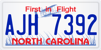 NC license plate AJH7392
