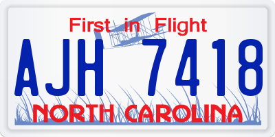 NC license plate AJH7418