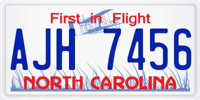 NC license plate AJH7456