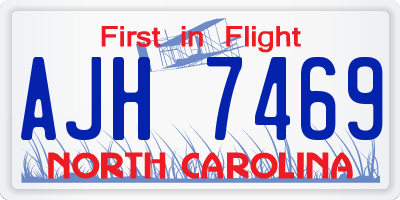 NC license plate AJH7469