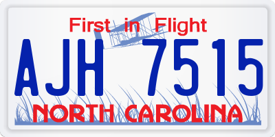 NC license plate AJH7515