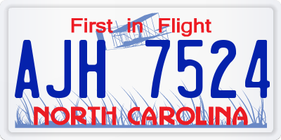 NC license plate AJH7524